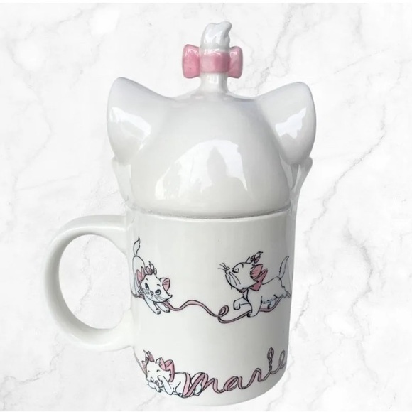 Disney Marie Toulouse Pink Ribbon Covered Mug W/Topper - Picture 5 of 5